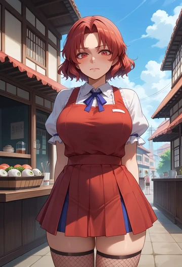 touhou,koakuma,mini skirt, stockings  - AI generated anime art