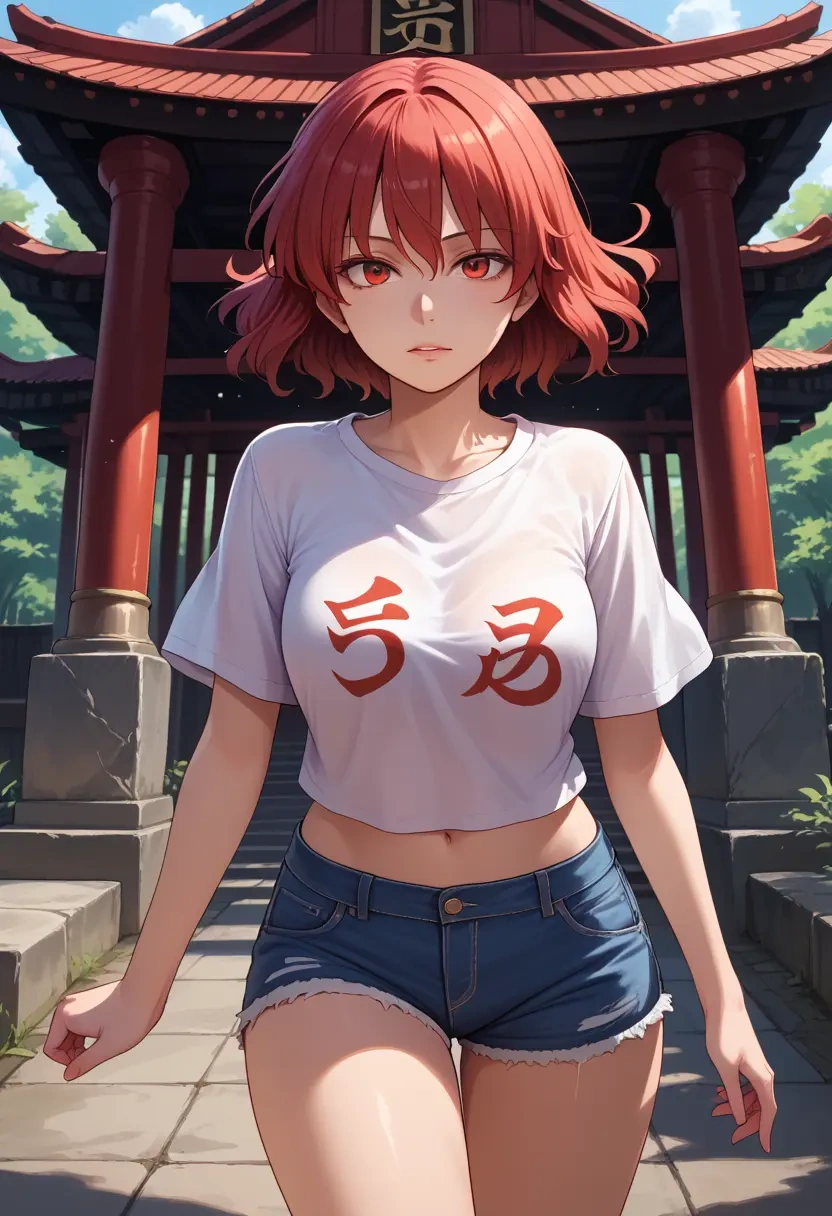 touhou,koakuma,denim shorts  - 