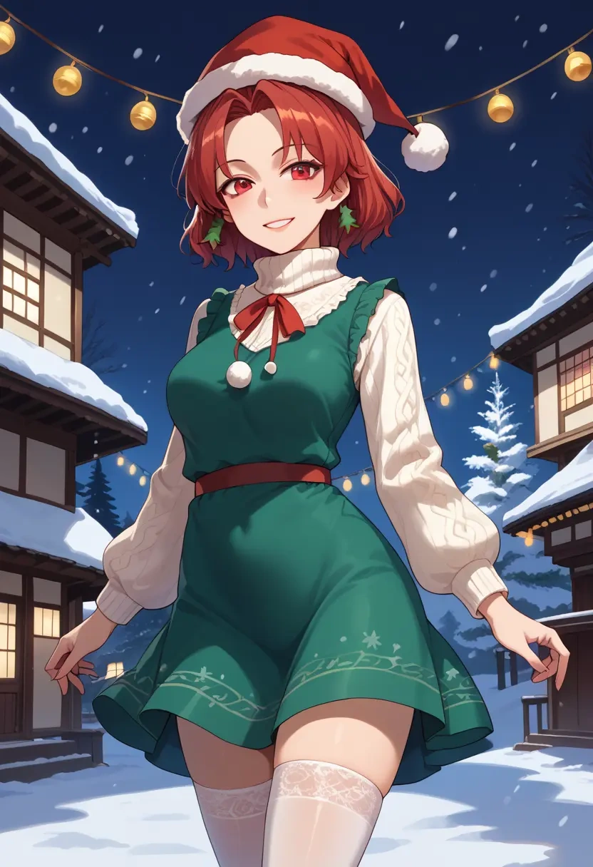 touhou,koakuma,Christmas,sweater dress,stockings  - 