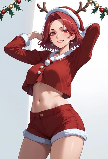 touhou,koakuma,Christmas,red velvet shorts  - AI generated anime art