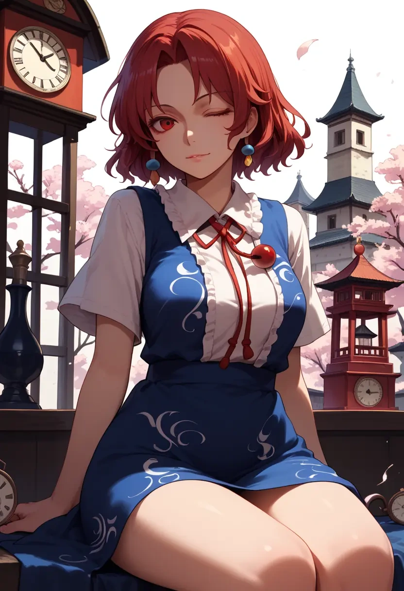 touhou,koakuma,calligraphy print shirt,dolphin shorts  - 