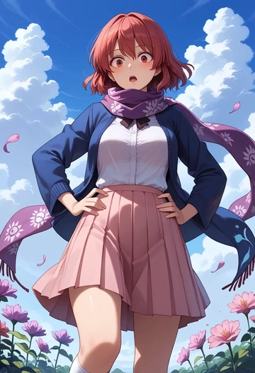 touhou,koakuma,spring,student uniform,cardigan  - AI generated anime art