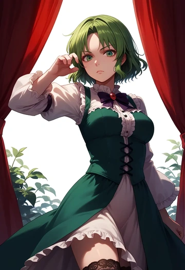 touhou,kochiya_sanae,Victorian-era,stockings,sexy  - AI generated anime art