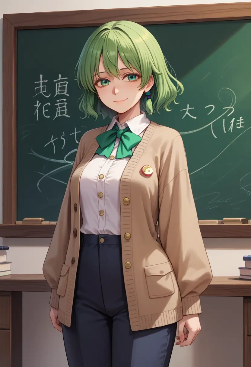 touhou,kochiya_sanae,teacher, sweater  - 