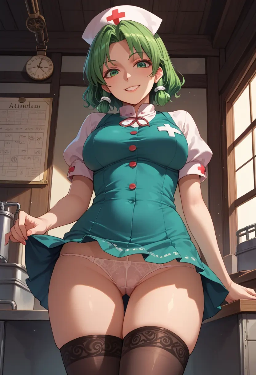 touhou,kochiya_sanae,nurse pantyhose,mini skirt, sexy  - 