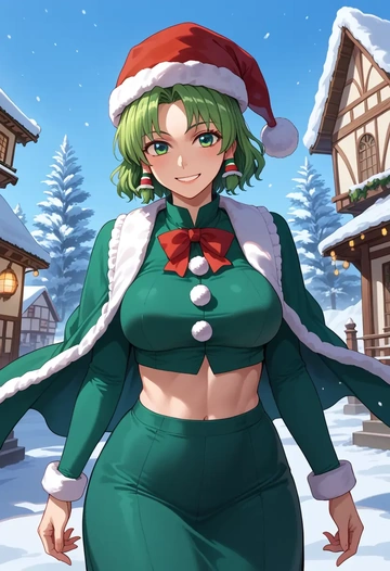 touhou,kochiya_sanae,Christmas,dress  - AI generated anime art