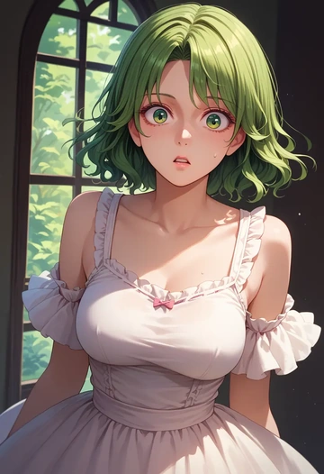 touhou,kochiya_sanae,tank top,mesh,cycling shorts  - AI generated anime art