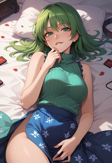 touhou,kochiya_sanae,turtleneck,knit,maxi skirt  - AI generated anime art