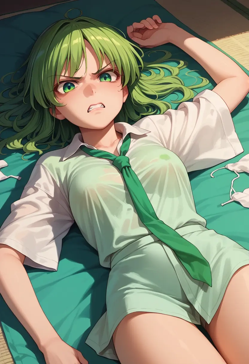 touhou,kochiya_sanae,tie-dye shirt,dolphin shorts  - 