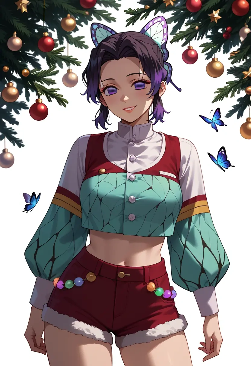 kimetsu_no_yaiba,kochou_shinobu,Christmas,red velvet shorts  - 