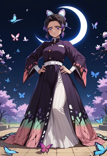 kimetsu_no_yaiba,kochou_shinobu,gothic priestess gown,high slit,embroidered veil  - AI generated anime art