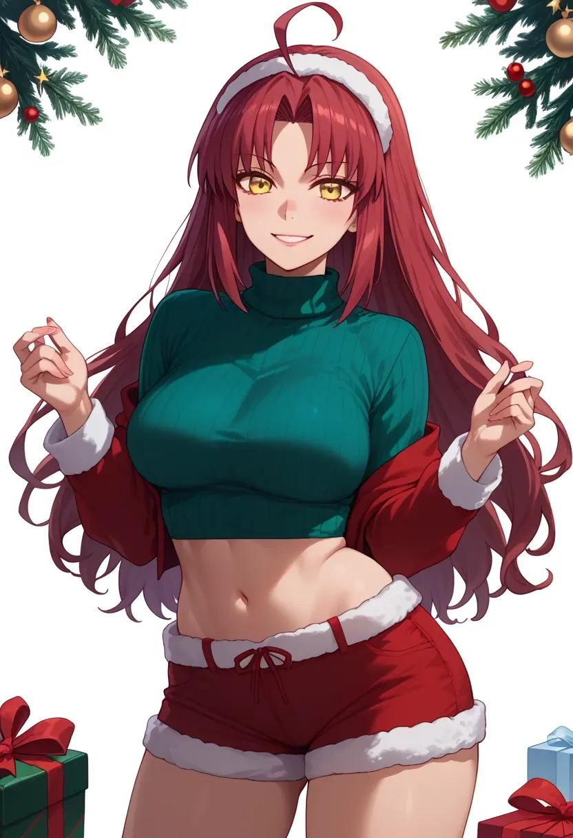 tsukihime,kohaku_(tsukihime),Christmas,red velvet shorts,turtleneck sweater  - 