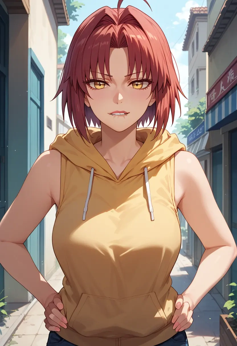 tsukihime,kohaku_(tsukihime),sleeveless hoodie,biker shorts  - 