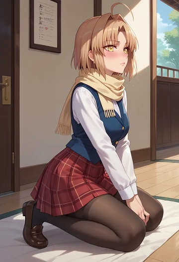 tsukihime,kohaku_(tsukihime),winter,student uniform,vest  - AI generated anime art