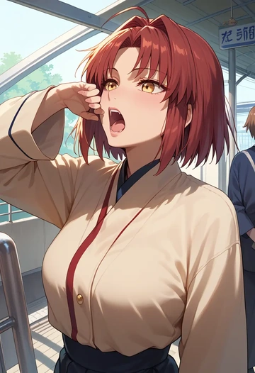 tsukihime,kohaku_(tsukihime),graphic tee,dolphin shorts  - AI generated anime art