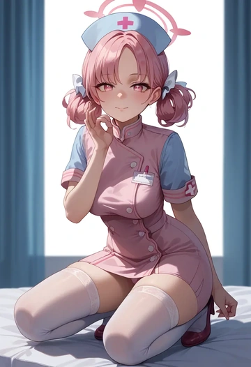 blue_archive,koharu_(blue_archive),nurse,stockings,sexy,panties  - AI generated anime art