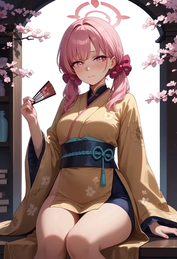 blue_archive,koharu_(blue_archive),kimono  - AI generated anime art