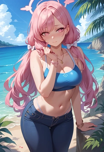 blue_archive,koharu_(swimsuit)_(blue_archive),crop top  - AI generated anime art