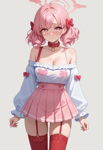 blue_archive,koharu_(swimsuit)_(blue_archive),collar,oversized,Thigh garters  - AI generated anime art