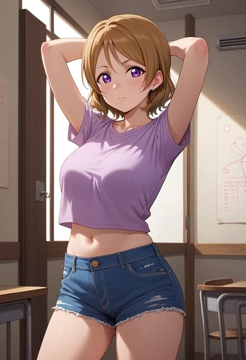 love_live!,koizumi_hanayo,denim shorts  - AI generated anime art