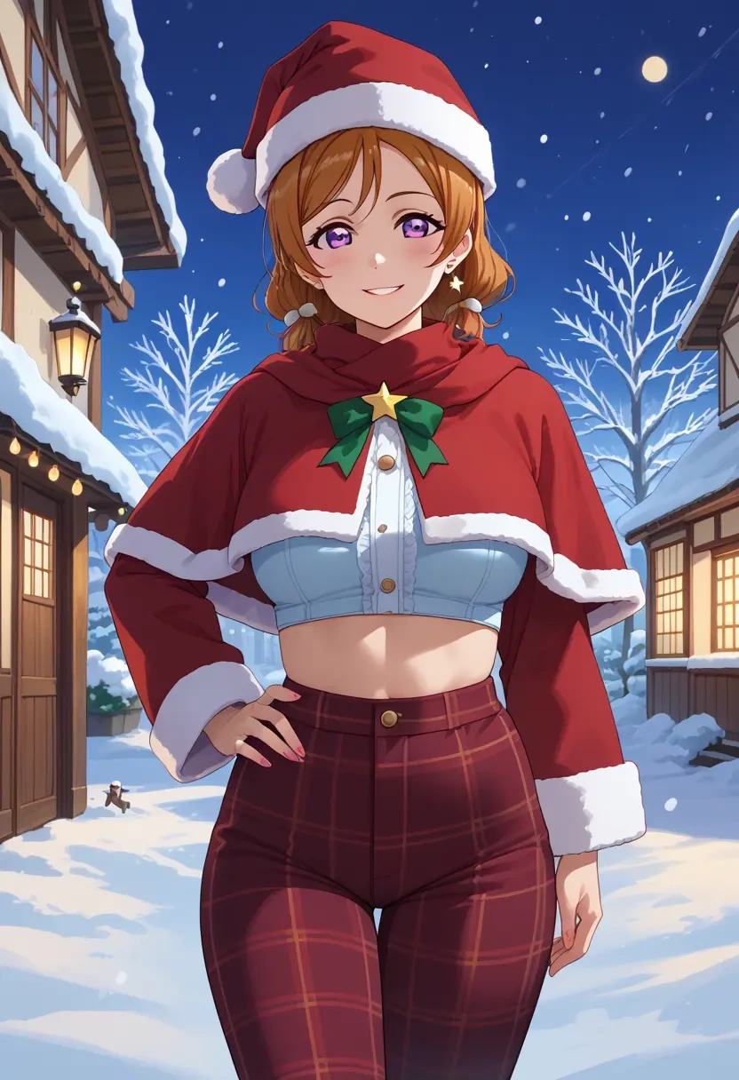 love_live!,koizumi_hanayo,Christmas,plaid trousers  - 