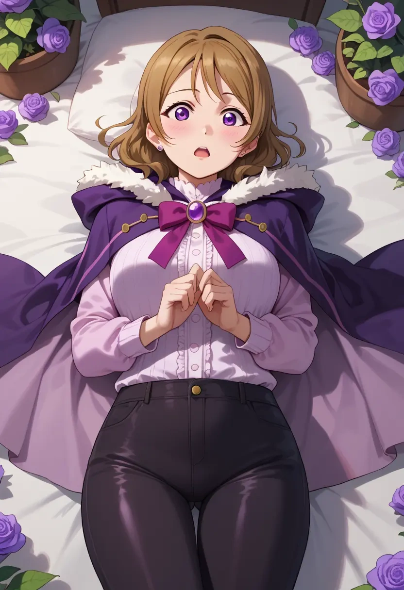 love_live!,koizumi_hanayo,cape,hooded,leather pants  - 