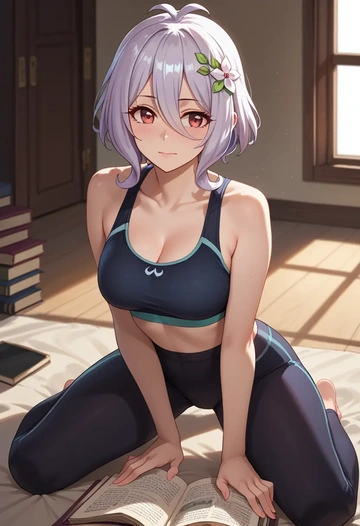 princess_connect!,kokkoro_(princess_connect!),yoga shorts, bra  - AI generated anime art