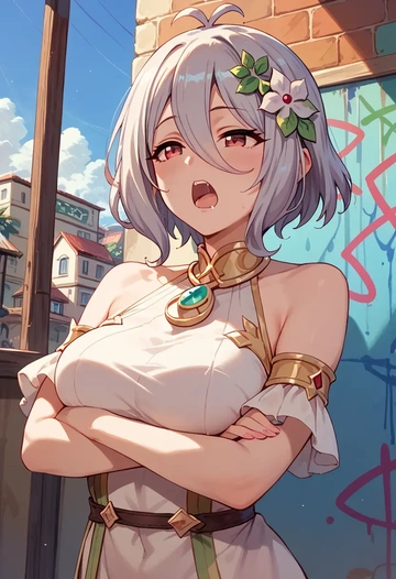 princess_connect!,kokkoro_(princess_connect!),neon graffiti top,dolphin shorts  - AI generated anime art