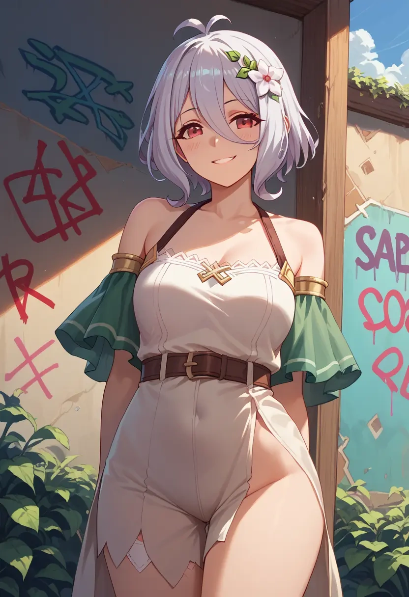 princess_connect!,kokkoro_(princess_connect!),patchwork graffiti top,dolphin shorts  - 