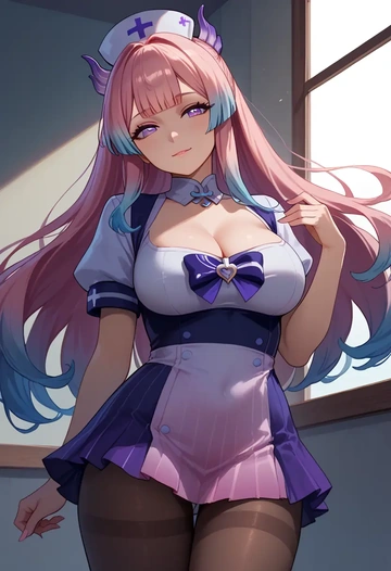 genshin impact,kokomi,nurse, pantyhose,mini skirt  - AI generated anime art