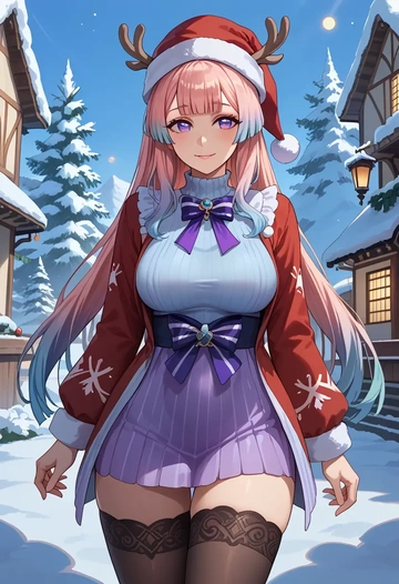 genshin impact,kokomi,sweater,stockings,Thigh garters  - AI generated anime art