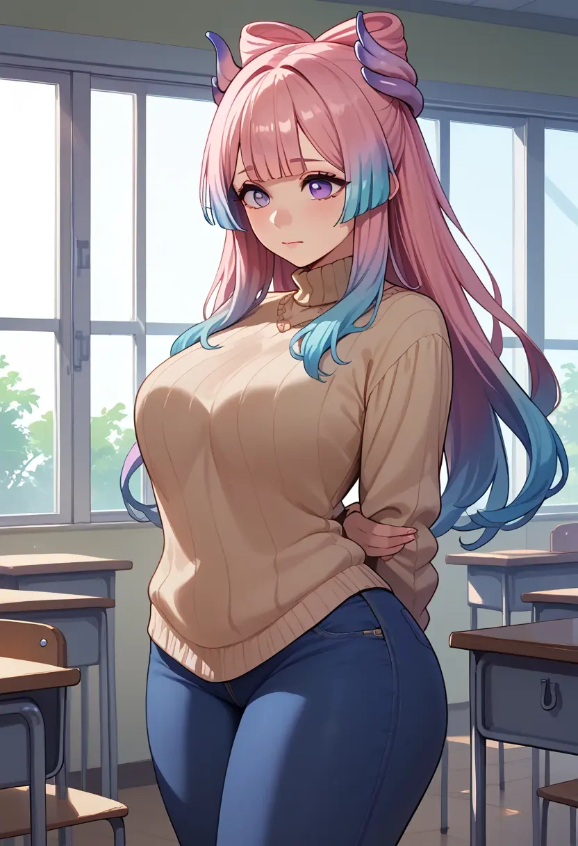 genshin impact,kokomi,teacher, sweater, jeans shorts  - 