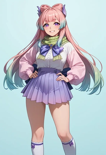 genshin impact,kokomi,spring,student uniform,knit sweater  - AI generated anime art