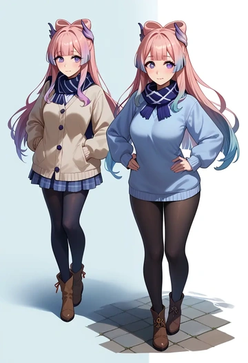 genshin impact,kokomi,winter,student uniform,down jacket  - AI generated anime art