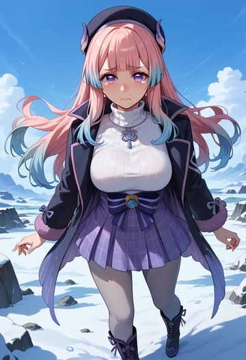 genshin impact,kokomi,winter,student uniform,pea coat  - AI generated anime art