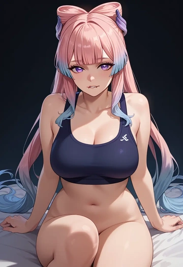 genshin impact,kokomi,sports bra,high-waisted leggings  - AI generated anime art