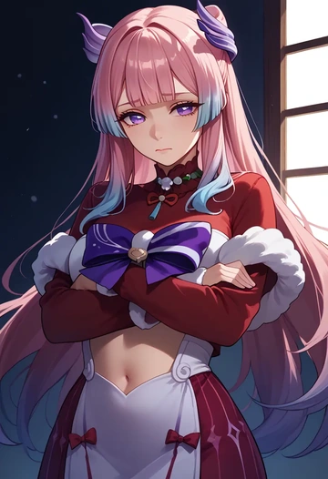 genshin impact,kokomi,Christmas,skirt  - AI generated anime art