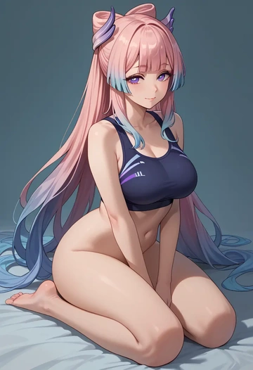 genshin impact,kokomi,sports bra,high-waisted leggings  - AI generated anime art