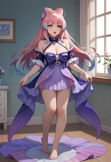 genshin impact,kokomi,silk slip dress  - AI generated anime art