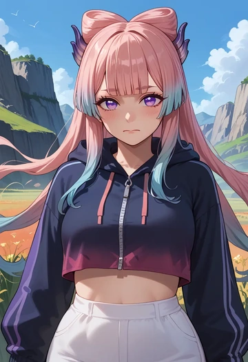 genshin impact,kokomi,crop hoodie,shorts  - AI generated anime art