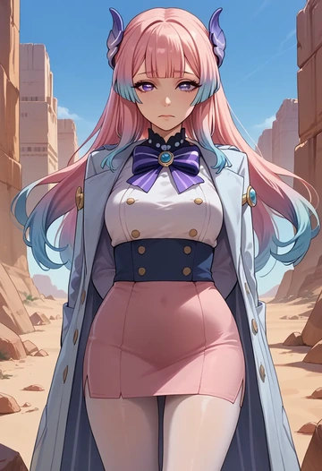 genshin impact,kokomi,coat,long,double-breasted,pencil skirt  - AI generated anime art