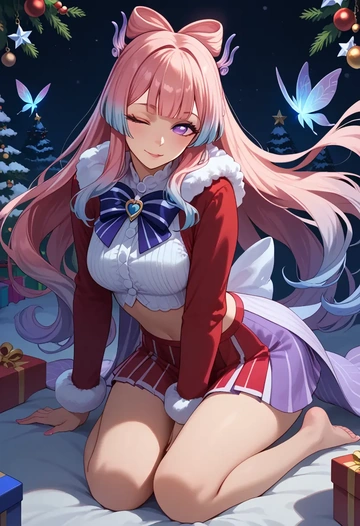 genshin impact,kokomi,Christmas,skirt  - AI generated anime art