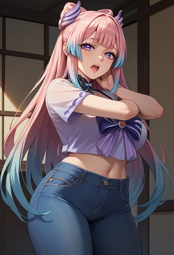 genshin impact,kokomi,crop top  - AI generated anime art