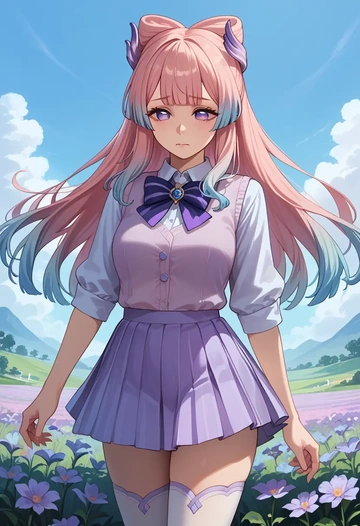 genshin impact,kokomi,spring,student uniform,vest  - AI generated anime art