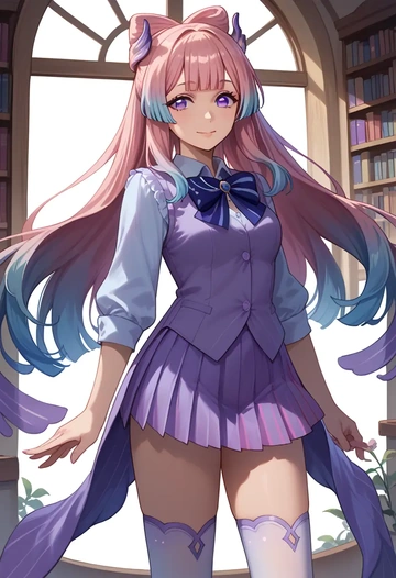 genshin impact,kokomi,spring,student uniform,vest  - AI generated anime art