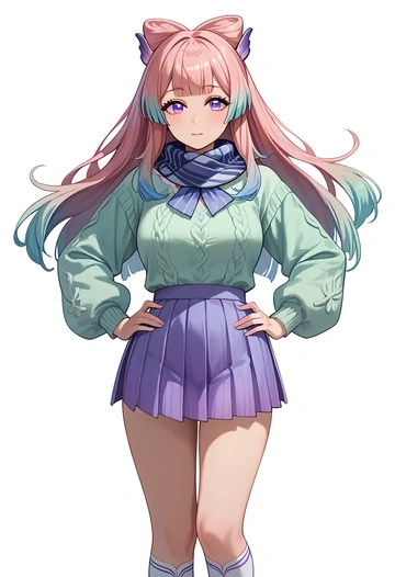 genshin impact,kokomi,spring,student uniform,knit sweater  - AI generated anime art