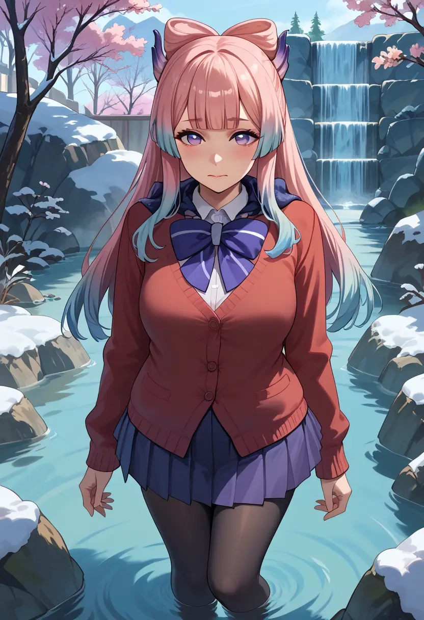 genshin impact,kokomi,winter,student uniform,cardigan  - 