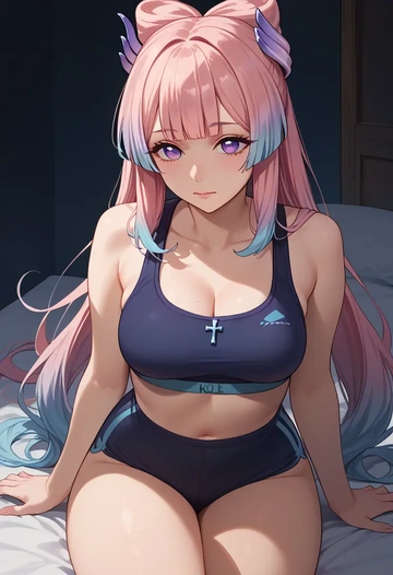 genshin impact,kokomi,sports bra,high-waisted leggings  - AI generated anime art