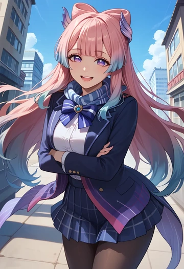 genshin impact,kokomi,winter,student uniform,vest  - AI generated anime art