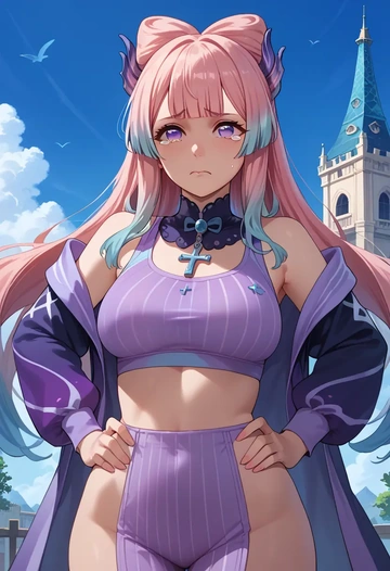 genshin impact,kokomi,sports bra,high-waisted leggings  - AI generated anime art